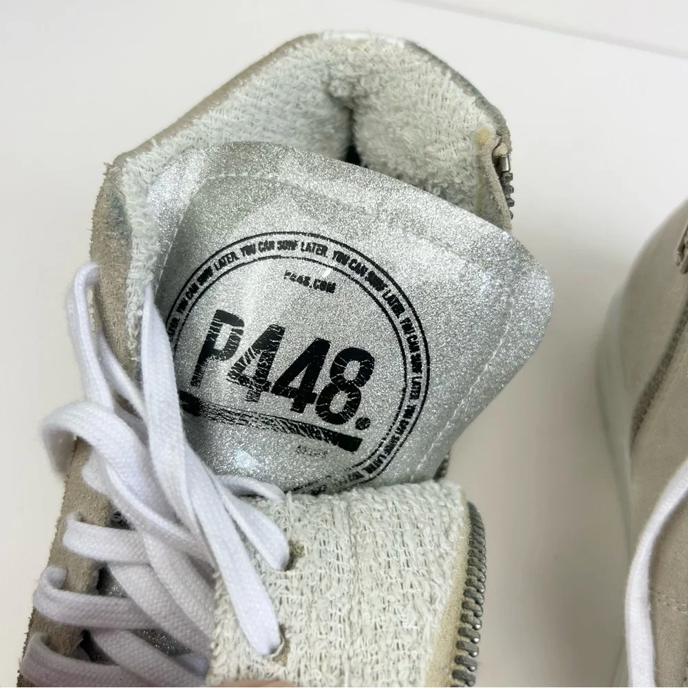 P448 High Top Sneakers Shimmery Gold Leather Size 37 / 7US Made in Italy